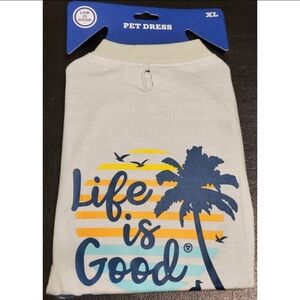 New with tags. Life Is Good Sun Palm Tree Dog Pet Dress W/Leash Hole Green Sz XL